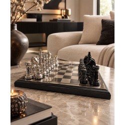  Diga Colmore Luxury schaakbord zwart/zilver 40x40 cm